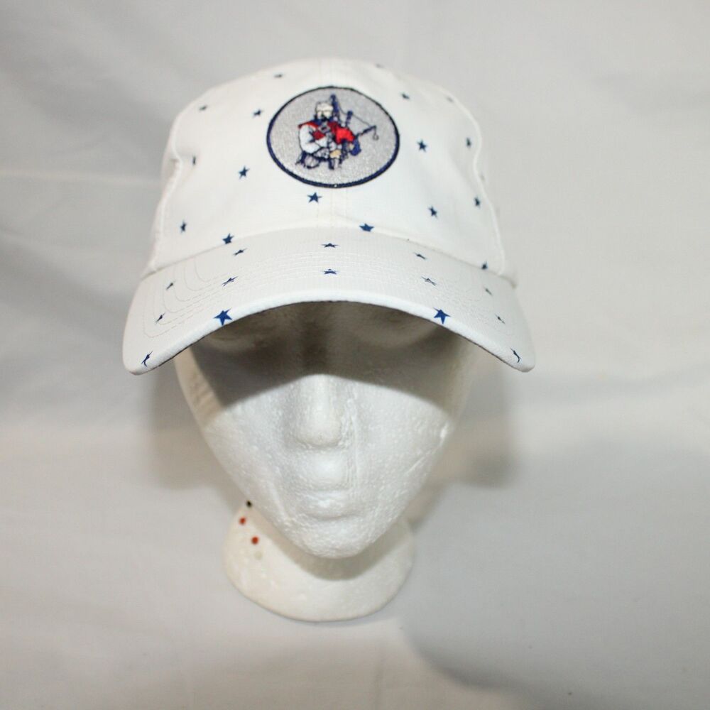 Bagpipe Logo Cap Womens One Size Star Falg Embroidered Adjustable White *Stain*